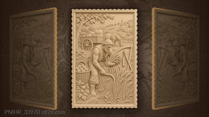 Autumn harvest hillside celebration scene 3d STL model