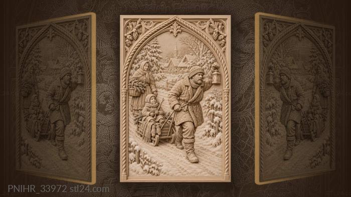 Pulling the sledge with a lantern raised 3d STL model