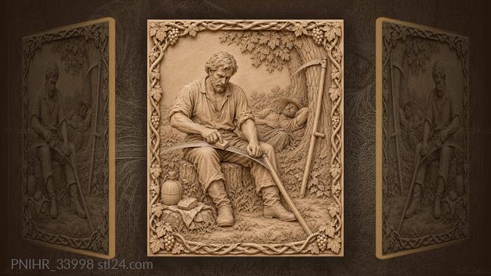 Summer rest with scythe and bread 3d STL model
