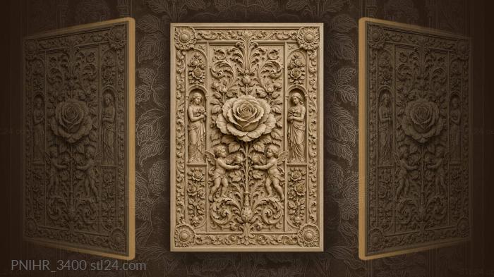 Rose between columns of small figures 3d STL model