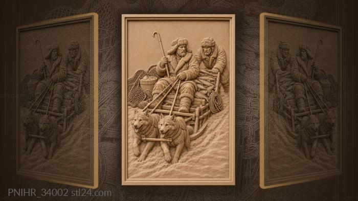 Loaded fish sled pushed through the snow 3d STL model
