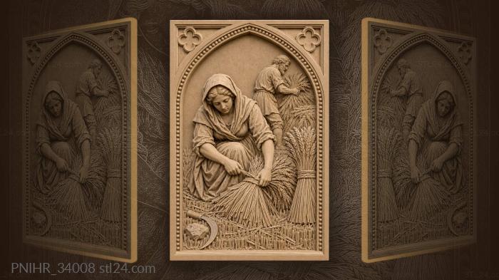 Autumn harvest golden field woman 3d STL model