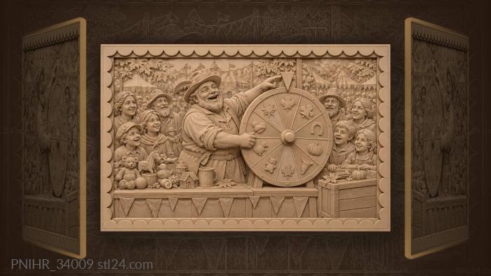 Autumn fair wheel of fortune scene 3d STL model