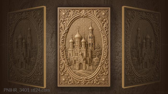 Russian church with ornate frame 3d STL model