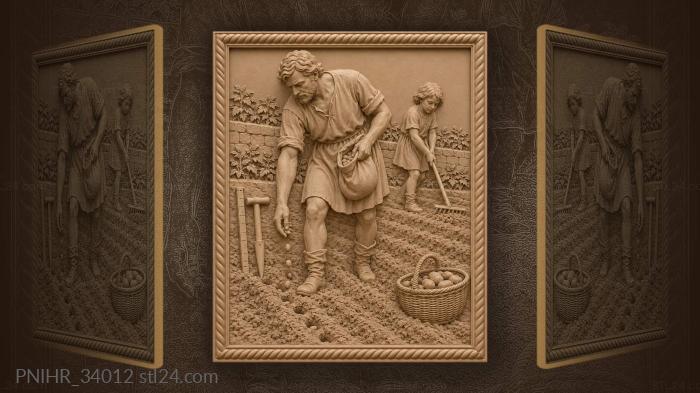Spring sowing on hillside terrace 3d STL model