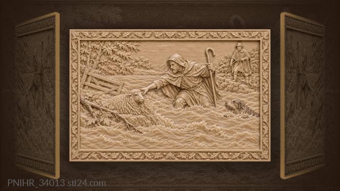 Shepherd rescuing sheep from flood 3d STL model