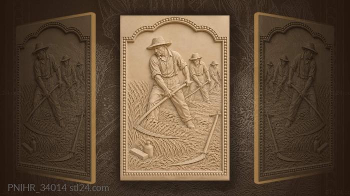 Summer haymaking team in field 3d STL model