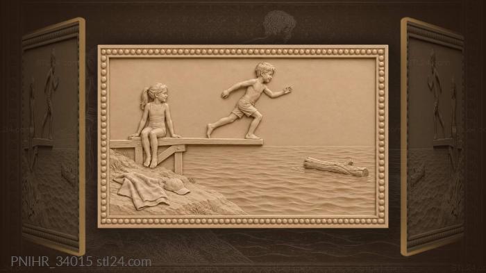 Summer dive boy and girl 3d STL model