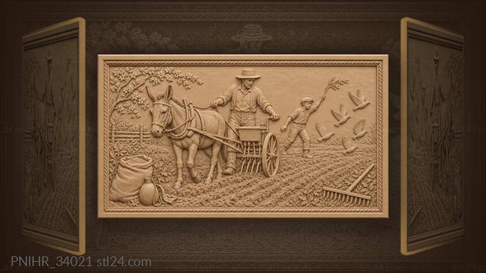 Spring sowing with donkey and boy 3d STL model