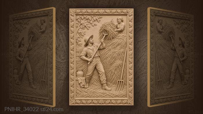 Summer haymaking strong rural worker 3d STL model