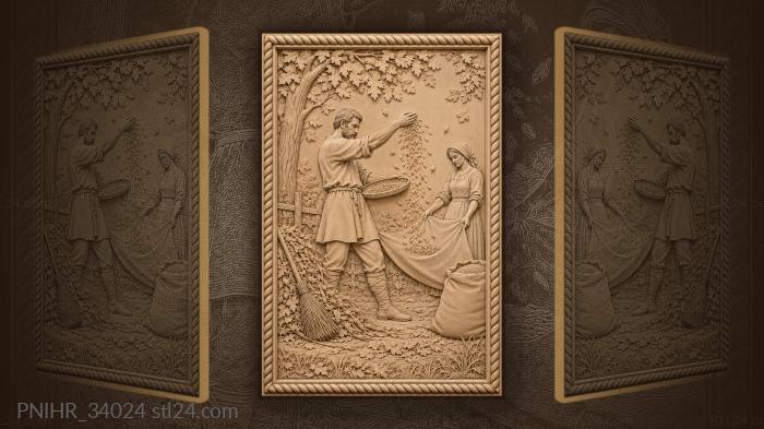 Autumn winnowing golden grain harvest 3d STL model