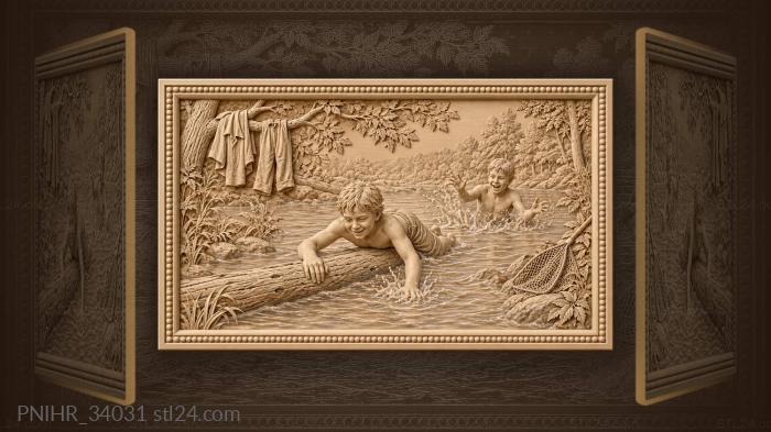 Summer swim with playful friends 3d STL model