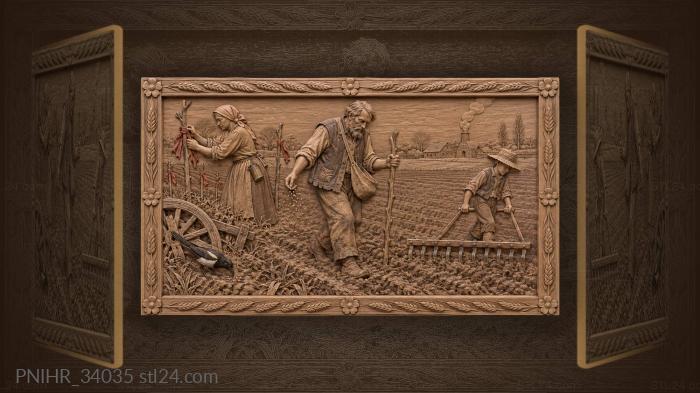 Farming family working in the field 3d STL model