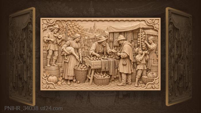 Merchants bargain at the village fair 3d STL model
