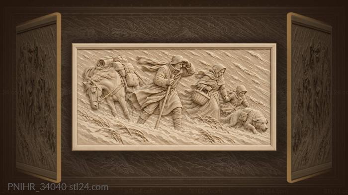 Travelers struggle through a snowstorm 3d STL model