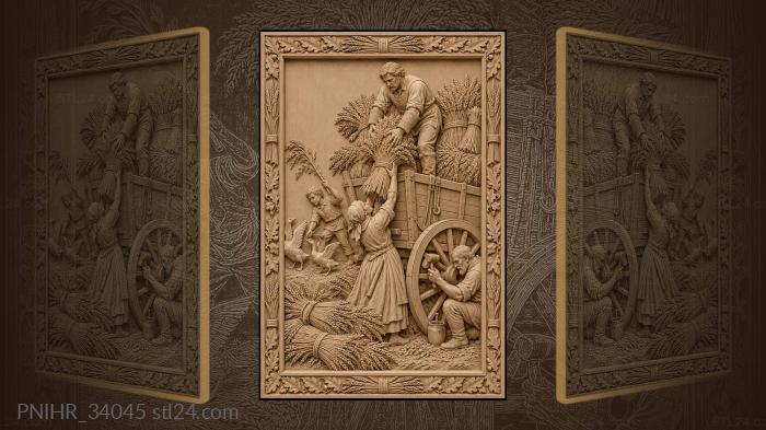 Loading wheat sheaves onto a wagon 3d STL model