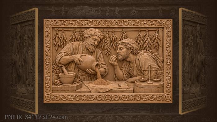 Buyer sniffing cinnamon poured from jar 3d STL model