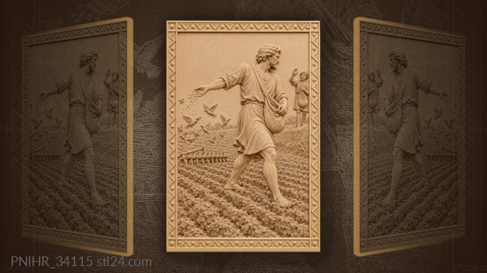 Sower scattering seed in field 3d STL model