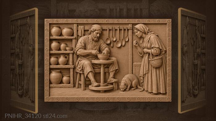 Buyer with a coin awaits bowl 3d STL model