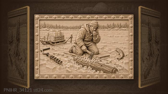 Chipping ice around a sunken log 3d STL model