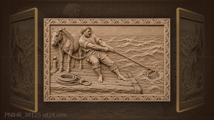 Ferryman straining against river current 3d STL model