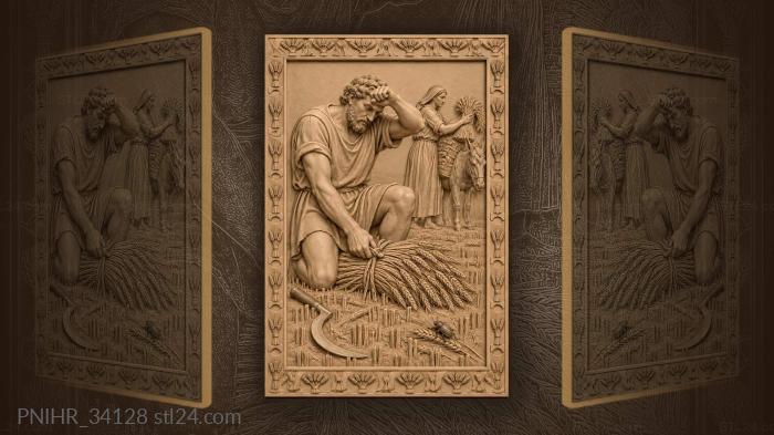 Harvest time golden barley sheaves 3d STL model