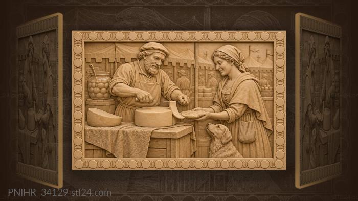 Cheese seller at country market 3d STL model