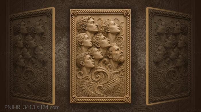 Faces rising from ocean depths 3d STL model