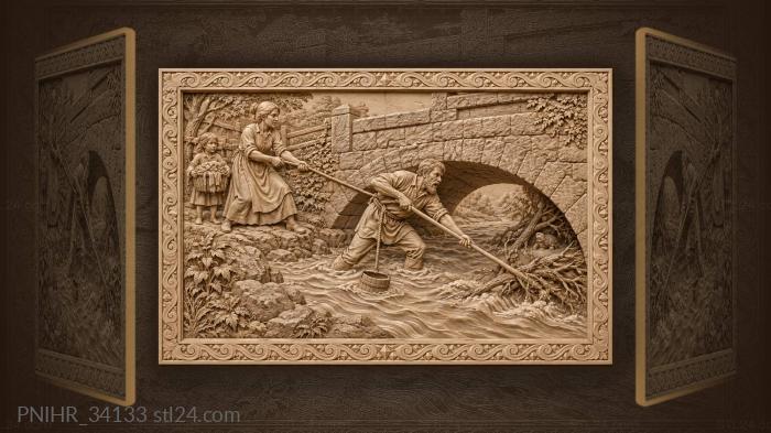Bridge keeper clearing flooded waterway 3d STL model