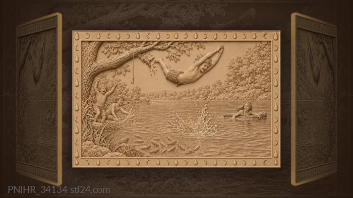 Boy dives into summer river 3d STL model
