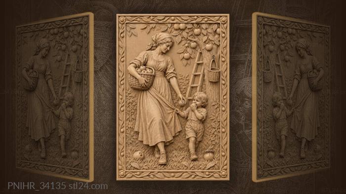 Apple harvest mother and child 3d STL model