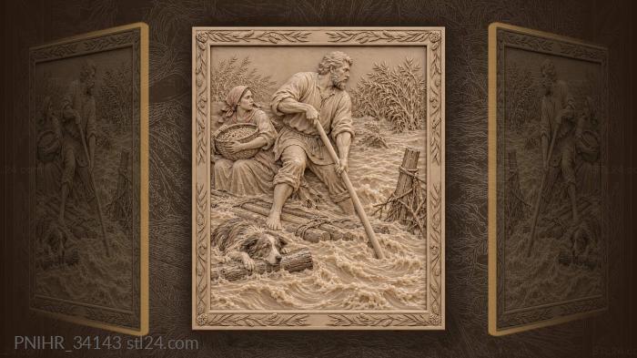 Crossing a raging river by raft 3d STL model