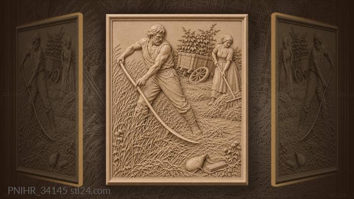 Reaper cuts rye in the field 3d STL model