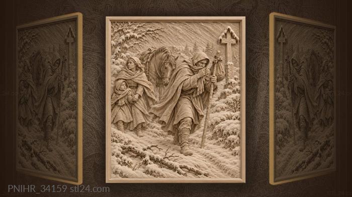 Family struggles through snowstorm 3d STL model