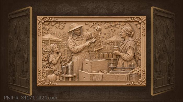 Beekeeper displays honeycomb at the fair 3d STL model