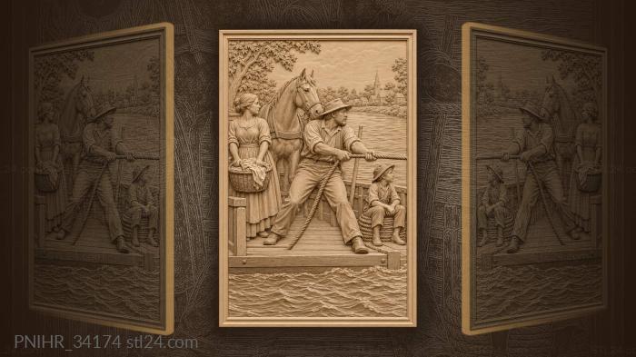 Crossing the river with a horse 3d STL model