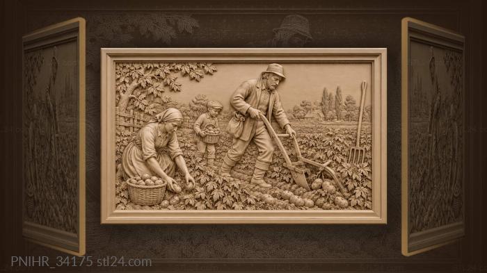 Family harvests potatoes together 3d STL model