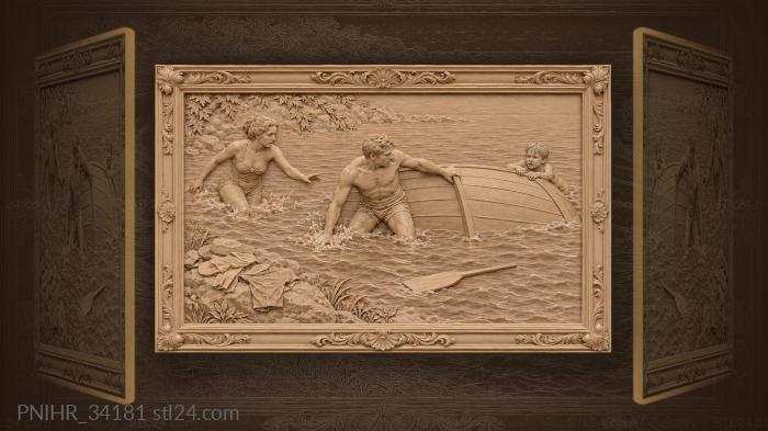 Summer swim overturned boat scene 3d STL model