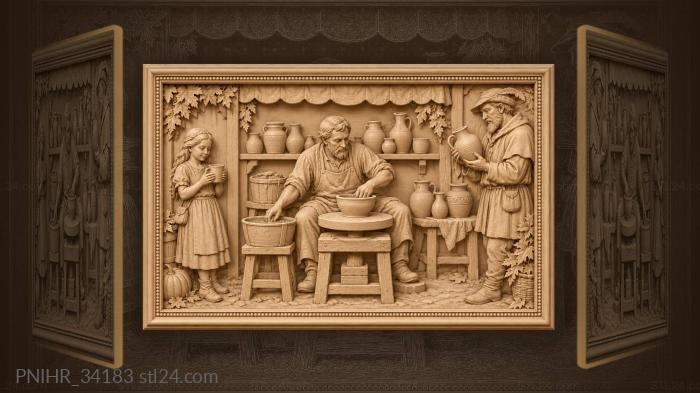 Potter shapes a jug for a customer 3d STL model