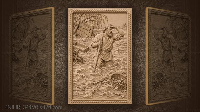 Traveler crossing the raging floodwaters 3d STL model