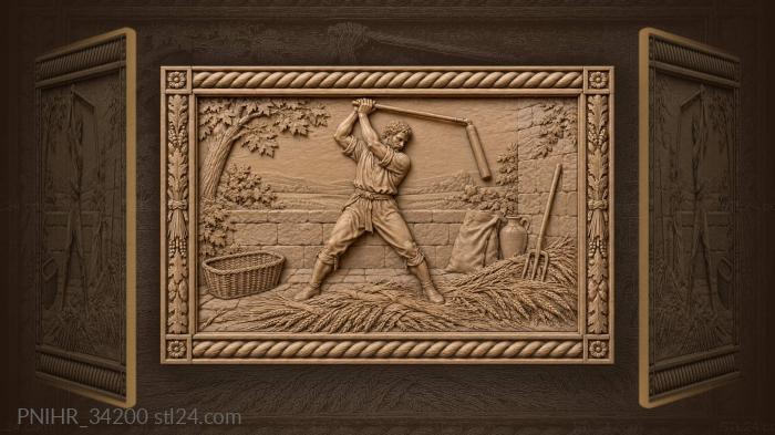 Threshing the harvest with a flail 3d STL model