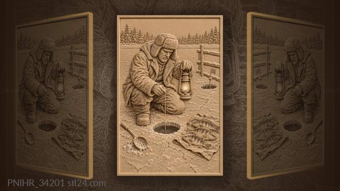 Winter fishing by lantern light 3d STL model