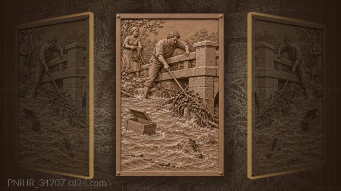 Rescuers clear debris beneath a bridge 3d STL model
