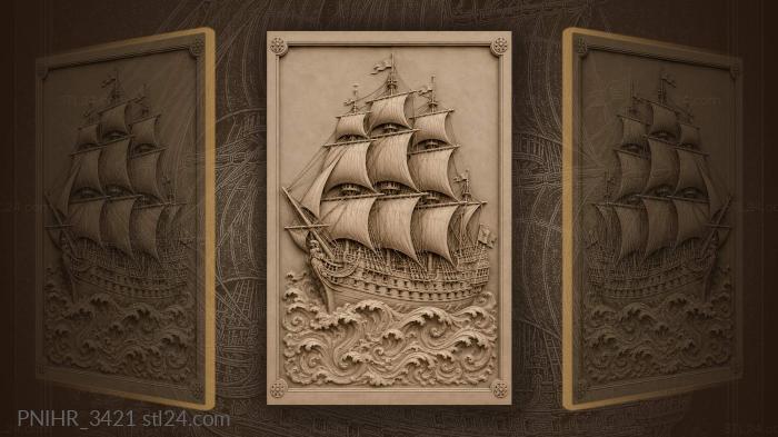 Waves running up along the hull 3d STL model