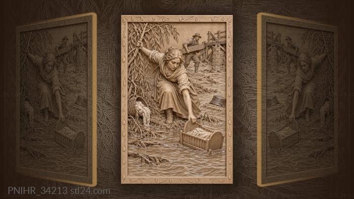 Mother rescues a cradle from the flood 3d STL model