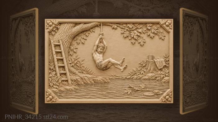 Boy swings over the river 3d STL model