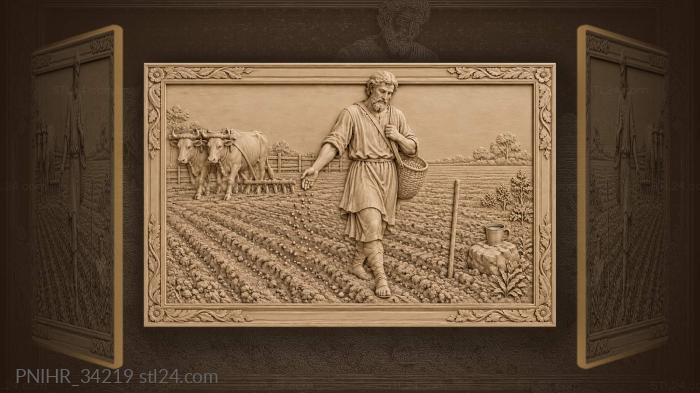 Shoulder basket feeds the spring sowers furrows 3d STL model