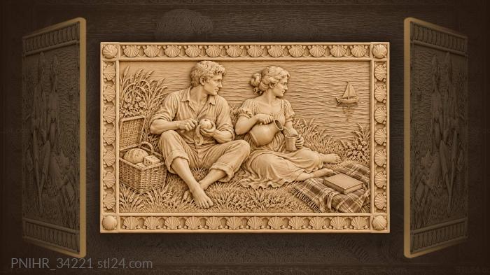 Couple relaxes by the sea 3d STL model