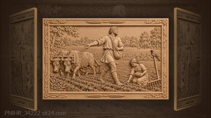 Sower scatters seeds in the field 3d STL model