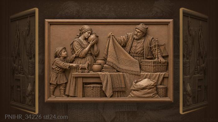 Merchant displays a patterned rug 3d STL model